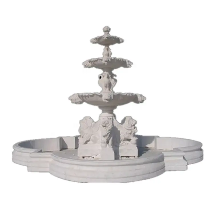 Großer weißer marmor garten-wasser-objekt-tier-statue wasserbrunnen garten-wasserbrunnen für marmor-statue-skulptur