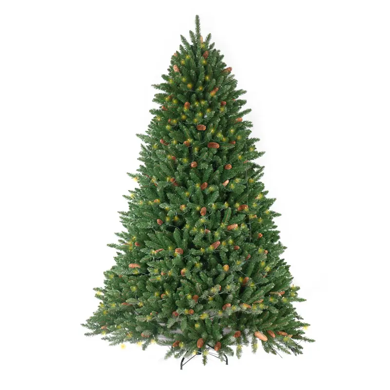 2023 NUEVO árbol de Navidad artificial con luz LED Navidad Pino verde Fibra óptica Decoración navideña