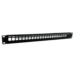 19 "24 puertos Cat6A STP Panel de conexión de red Marco de distribución de montaje en rack con gestión de cables - Product Image 1