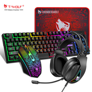4 in 1 Gaming <strong>Keyboard</strong> and <strong>Mouse</strong> and Gaming Headset and <strong>Mouse</strong> Pad Wired LED RGB Backlight <strong>Keyboard</strong> Combo for Desktop <strong>Computer</strong> PC - Product Image 1