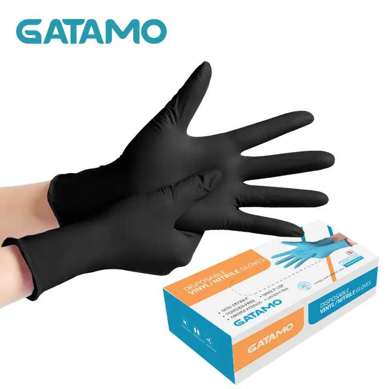 SN4 GATAMO single use nitrile synthetic gloves Food Grade Black Powder free Nitrile gloves