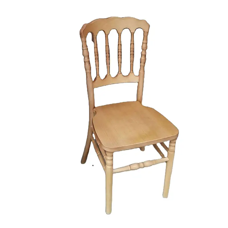 2023 yeni istiflenebilir açık lüks beyaz napolyon sandalye ahşap napolyon restoran yemek masası sandalyesi düğün için