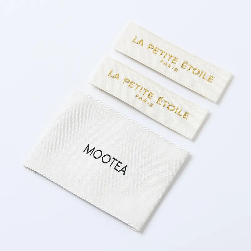 Etiquetas personalizadas de tecido de roupas, etiquetas personalizadas de tecido de cetim de alta densidade