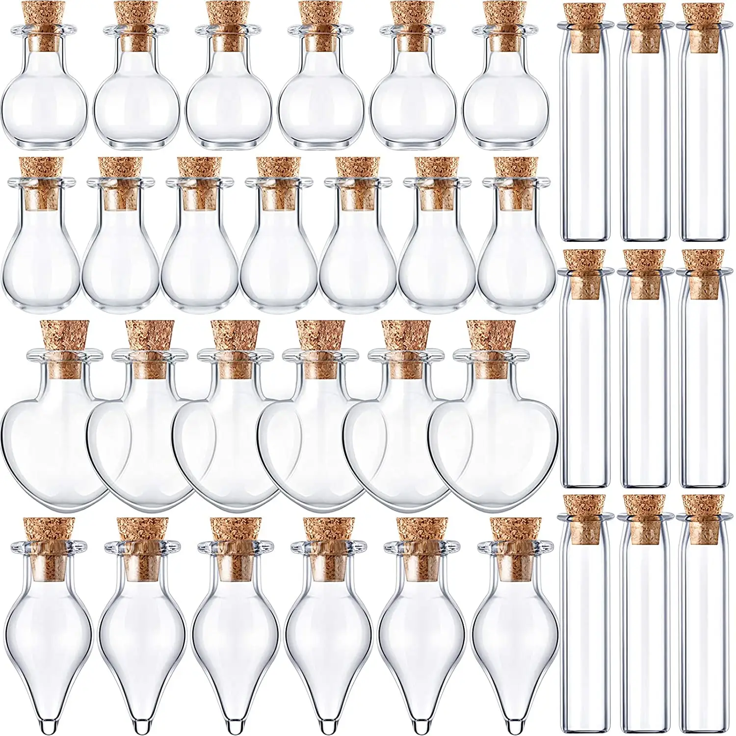 Garrafa de vidro para decoração, mini garrafa de vidro bonita com fecho transparente, frasco de vidro vazio para decoração de artesanato