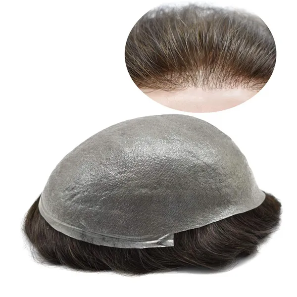 Grande vendita all'ingrosso pelle sottile Stock Toupee nodi 0810 0406 parrucche da uomo Super sottili capelli umani