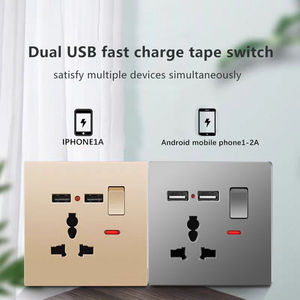 5穴英国規格13AタイプC急速充電式壁ソケットスイッチUSB 2ポート英国ホームスイッチ - Product Image 4
