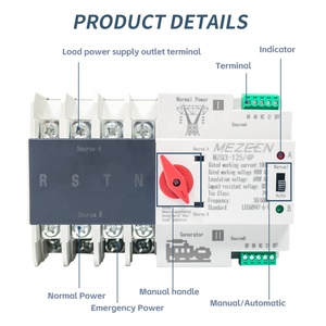 MZQ3-4P 125A DINレールタイプMEZEENATSデュアルパワー自動転送スイッチPCタイプ2P 3P 4P切り替えスイッチ - Product Image 5