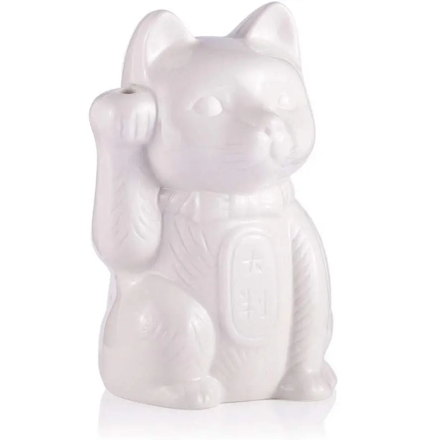Taza de cerámica blanca tiki con diseño de gato de la suerte, vaso 3d personalizado para regalo