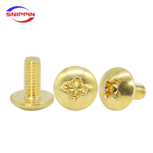 Altın kaplama çapraz gömme büyük düz kafa pirinç vida Phillips mantar şemsiye kafa altın kaplı bakır makinesi cıvata M3 * 6.5 - Product Image 3
