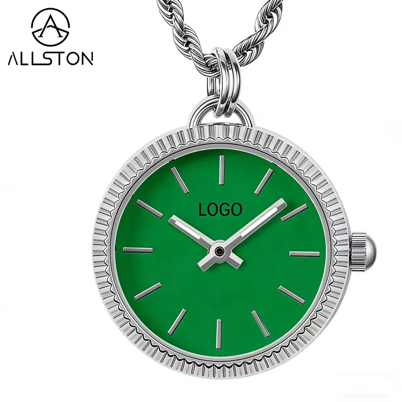 Boîtier argenté + cadran vert /014