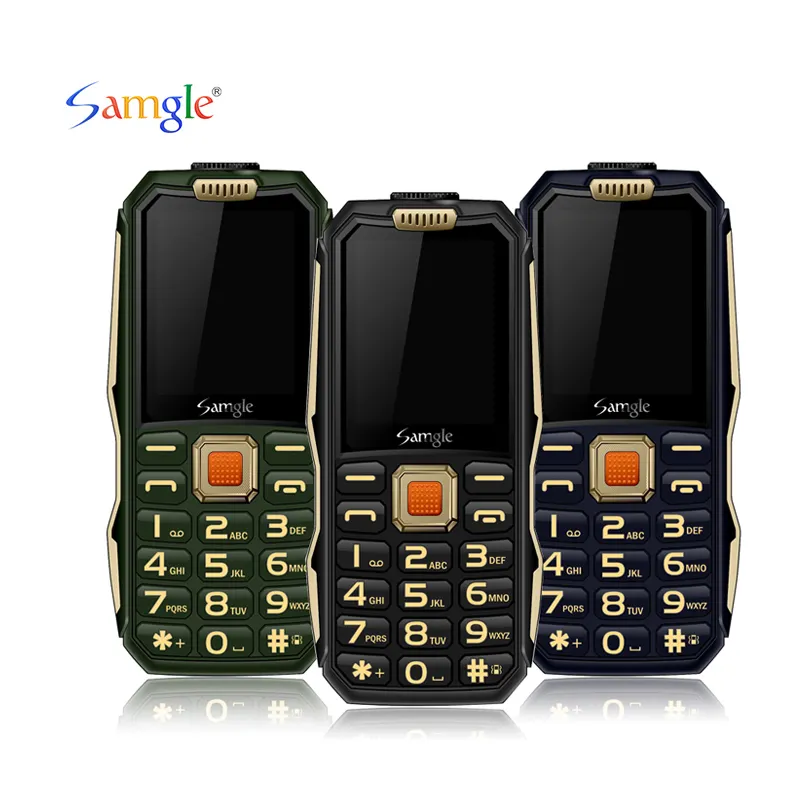 Samgle C1 기본 키패드 전화 2.4 "화면 2G 3G 휴대 전화 3000mAh 사용자 정의 주파수 밴드 기본 전화