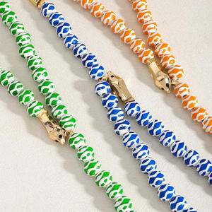 Kalung Kancing Ular Bambu Berhias Manik-Manik Paduan Logam Buatan Tangan Baru, Kalung Liontin Multi Gaya Berlapis Emas, Perhiasan Wanita - Product Image 3