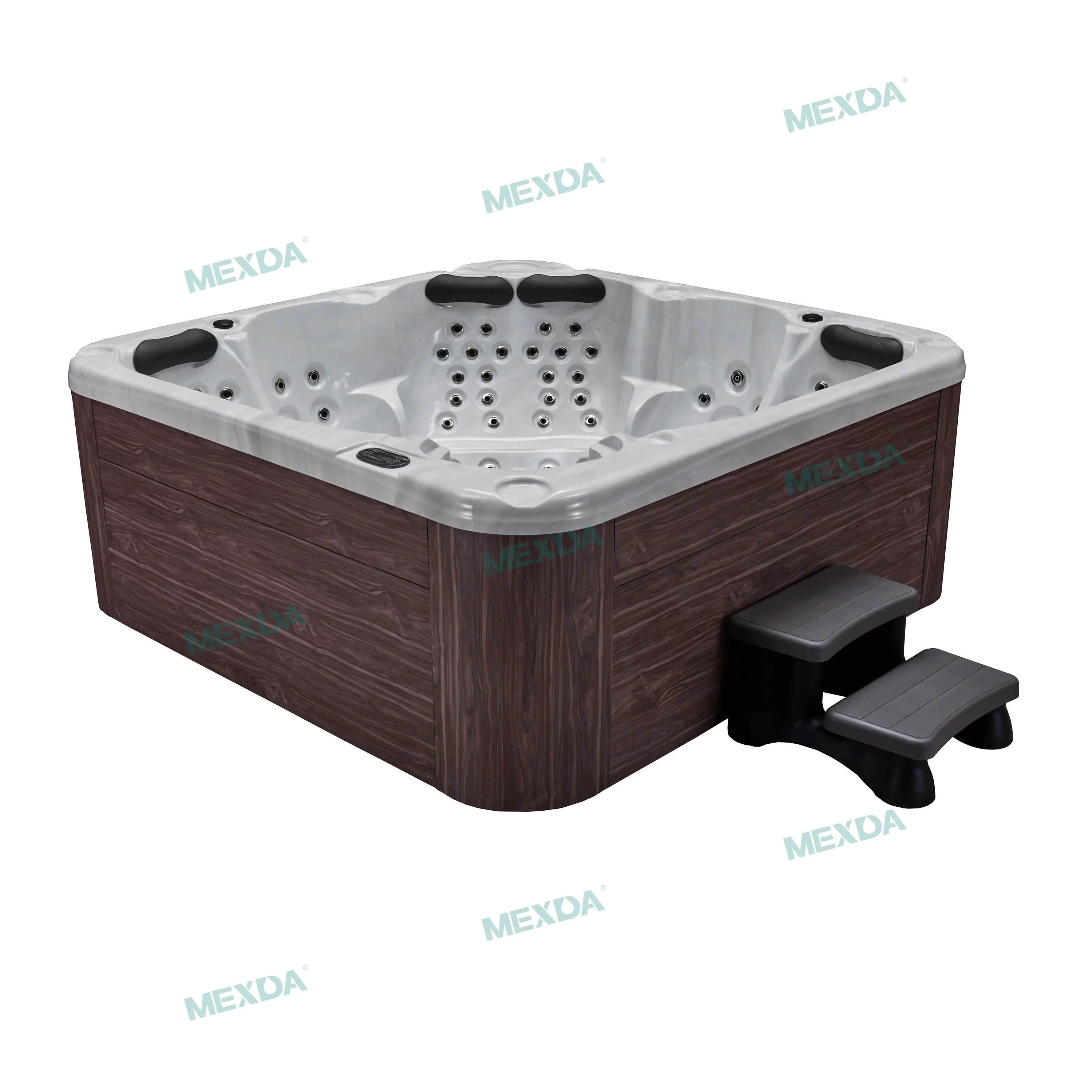 MEXDA Acrylic Whirlpool Massage Luxury Outdoor Spa Hot Tub 6 Person Freestanding Bathtub with Seat WS-598D