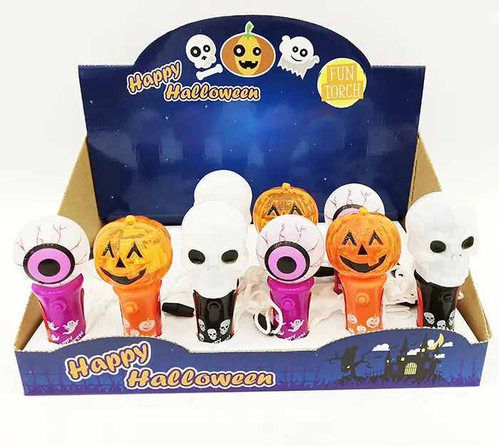Mini Flash Bar dengan Sling Mini Labu Tengkorak Mata Halloween Lampu Tongkat Berputar Mainan Atas