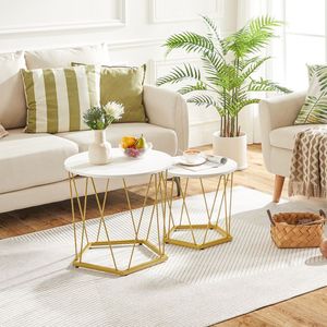 Wholesale <strong>Nesting</strong> Coffee <strong>Table</strong> Set of 2, Round <strong>Nesting</strong> Side <strong>End</strong> <strong>Table</strong>, Center <strong>Table</strong> for Living Room - Product Image 6