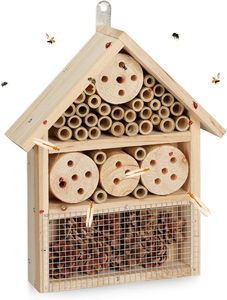 カスタム汚れた木の蜂の家エコフレンドリーな自然な家の形木製昆虫ホテル蜂バグハウス/ホテル - Product Image 2