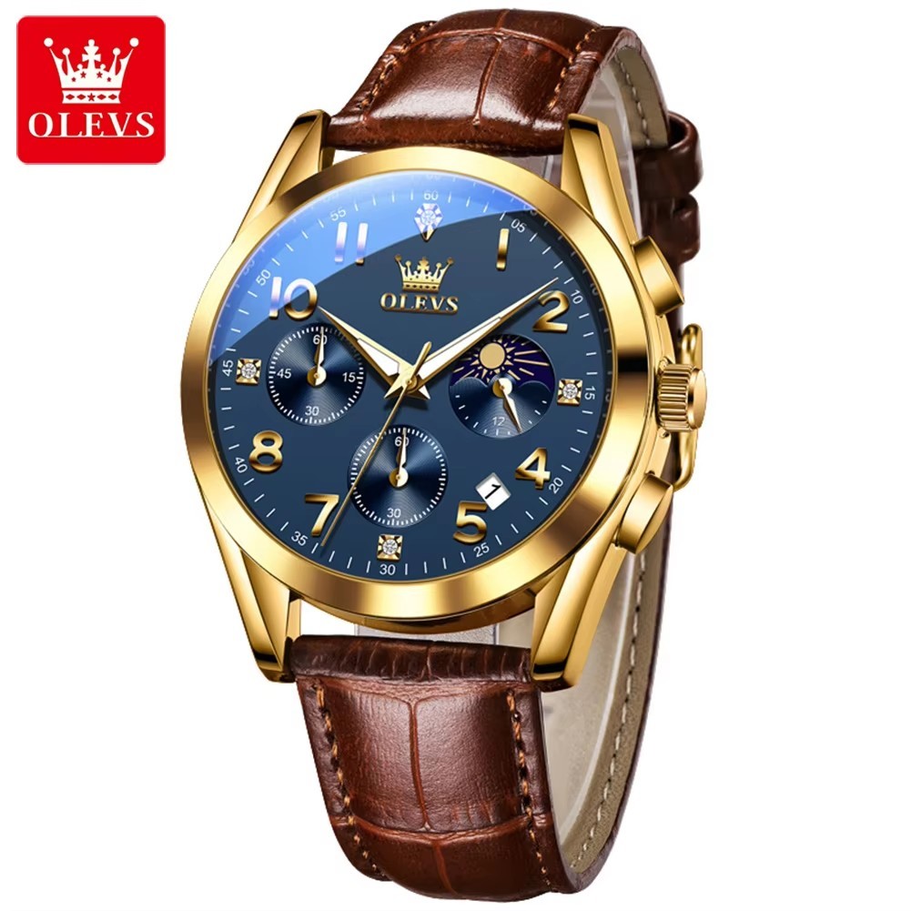3 blue dial gold case