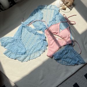 2025夏季系列立体比基尼套装迷你连衣裙，喇叭裤长袖遮盖性感字母图案透视女孩