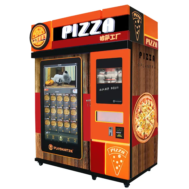 Máquina de venda digital e cozinha automática para pizza, venda de alimentos na rua, máquina de venda pré-feita