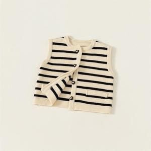 Inverno bebê recém-nascido malha camisola Toddler Unisex Stripe roupas infantis meninas sem mangas Cardigan camisola colete