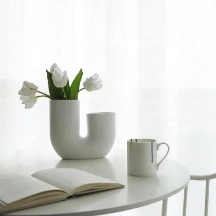 Moderno estilo simples decoração home branco fosco vaso cerâmico de forma especial