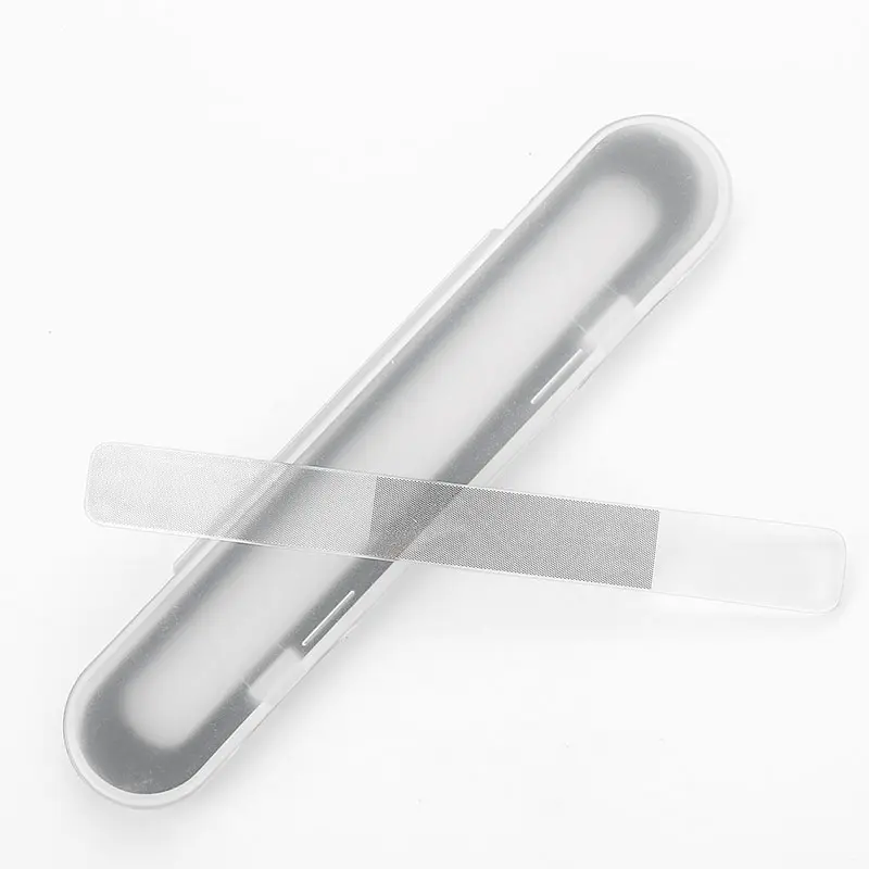 Casing plastik 2-in-1 berkualitas tinggi menerima kikir kuku bahan kristal kustom Pemoles kuku Mini Nano Shiner Glass dengan kotak