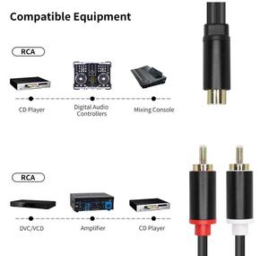 Conector adaptador RCA Y, 1 hembra a 2 macho, Cable de extensión RCA para Subwoofer - Product Image 5