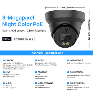 Siyah 6MP 8MP iki yönlü ses hareket algılama su geçirmez iki yönlü ses Mini kamera taret kamera <span class=keywords><strong>Ip</strong></span> kamera - Product Image 3