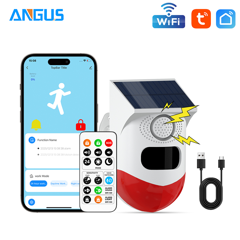 CT80WH Allarme Solare WiFi + Telecomando + Alimentazione Solare/Ricarica USB
