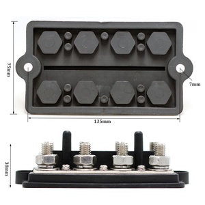 48V <strong>250A</strong> Pure Copper Black <strong>Busbar</strong> M10 M8 Battery Terminals for Power Distribution High-quality Terminal Blocks - Product Image 2