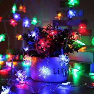 Guirnalda de luces LED de copo de nieve, guirnalda de hadas, decoraciones para árbol de Navidad, enchufe de batería USB, luces decorativas - Product Image 6