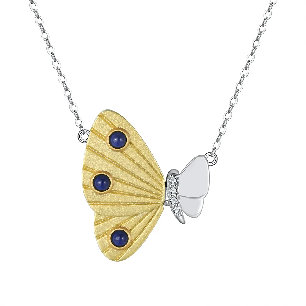RINNTIN GMN21 Trendy 925 ayar gümüş takı zarif ayarlanabilir zincir altın kolye kelebek kolye kadınlar için