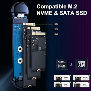 2 in <strong>1</strong> Type C USB M.2 Nvme SSD <strong>Enclosure</strong> 10Gbps High Speed Transmission SSD Hard Disk Box for Laptop