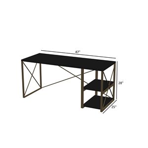 DB Furnish Home <strong>Store</strong> 47\&quot; Writing <strong>Computer</strong> Desk for Home Office Morello Gold Metal Frame with Wooden Top 2 Shelves White Color - Product Image 6