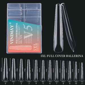 VINIMAY ABS 5XL yumuşak jel tırnak ipuçları yarım kapak Stiletto tam kapak kare tabut tırnak ipuçları hiçbir c eğrisi temizle düz tırnak ucu - Product Image 4