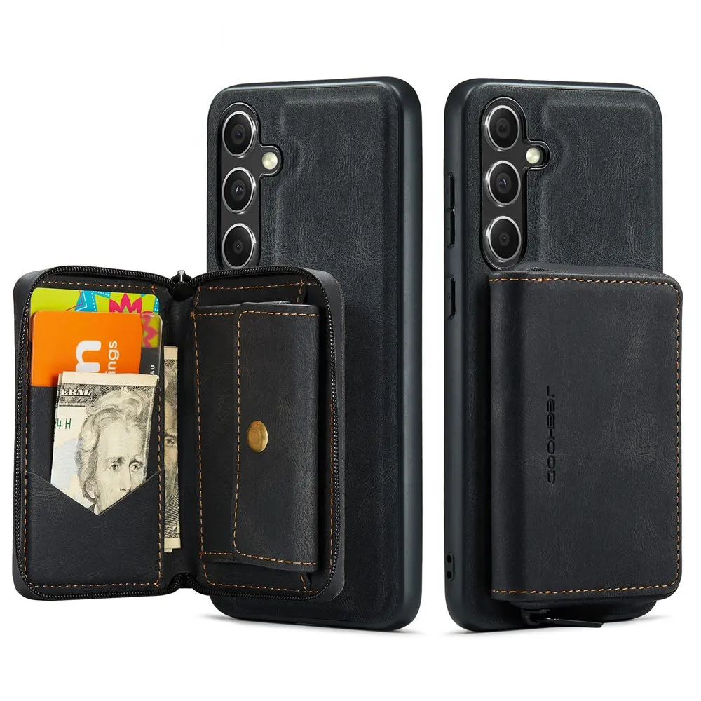 Funda de teléfono de cuero magnético desmontable para Samsung Galaxy S20 FE S21 S22 Plus S23 Note 8 9 10 20 Ultra cremallera cartera funda