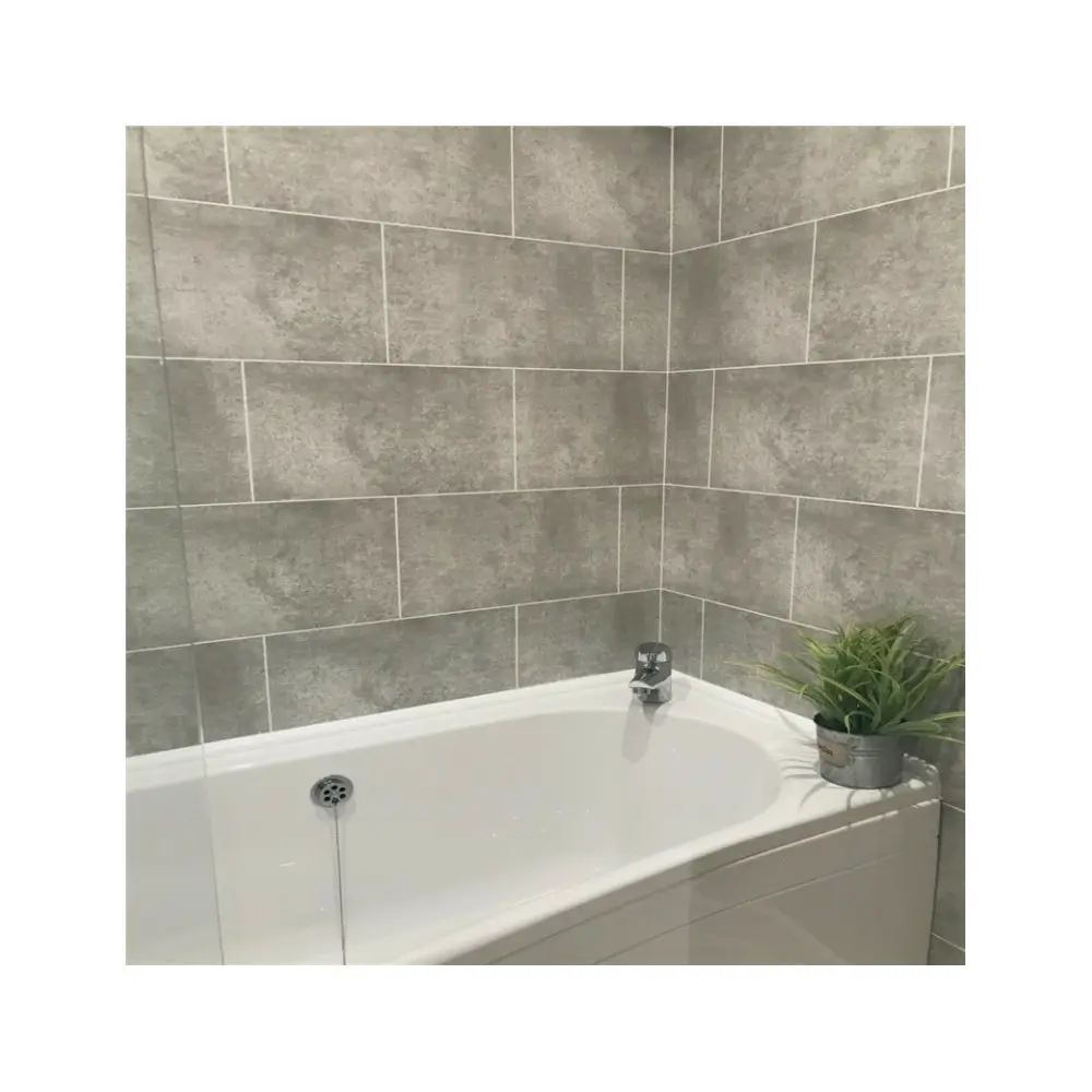 Cortador de painéis de parede 8mm, efeito de azulejos cinza espessura pvc banheiro chuveiro revestimento de parede molhado