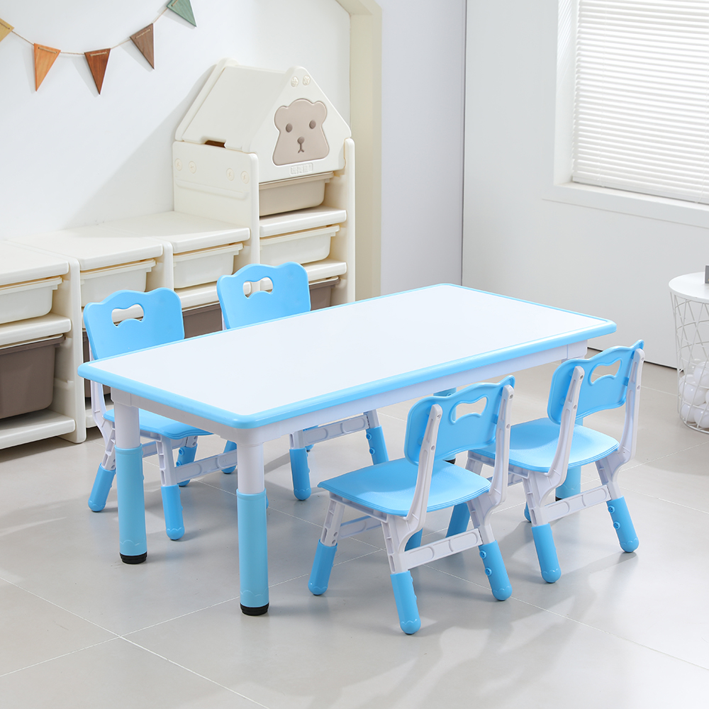 Blue white desktop-1 table 4 chairs