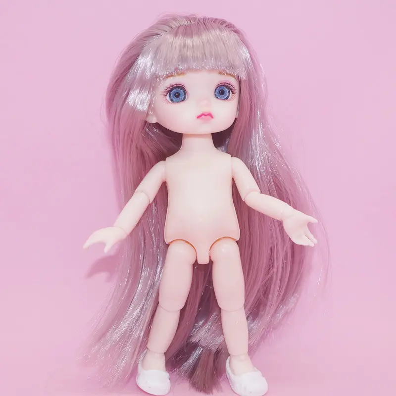 Bonecas de corpo de 17cm nude, venda quente, móvel, articuladas, brinquedos com 17cm, bebê, recém-chegado, moda, cabelo longo, boneca pequena personalizada