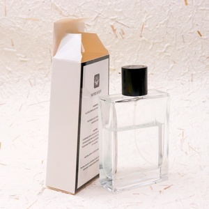 Luxury Custom 30 <strong>ml</strong> 50 <strong>ml</strong> <strong>100</strong> <strong>ml</strong> Clear Frosted Flat Square Empty Glass Bottle Perfumes Bottle With Packaging <strong>Box</strong> - Product Image 1