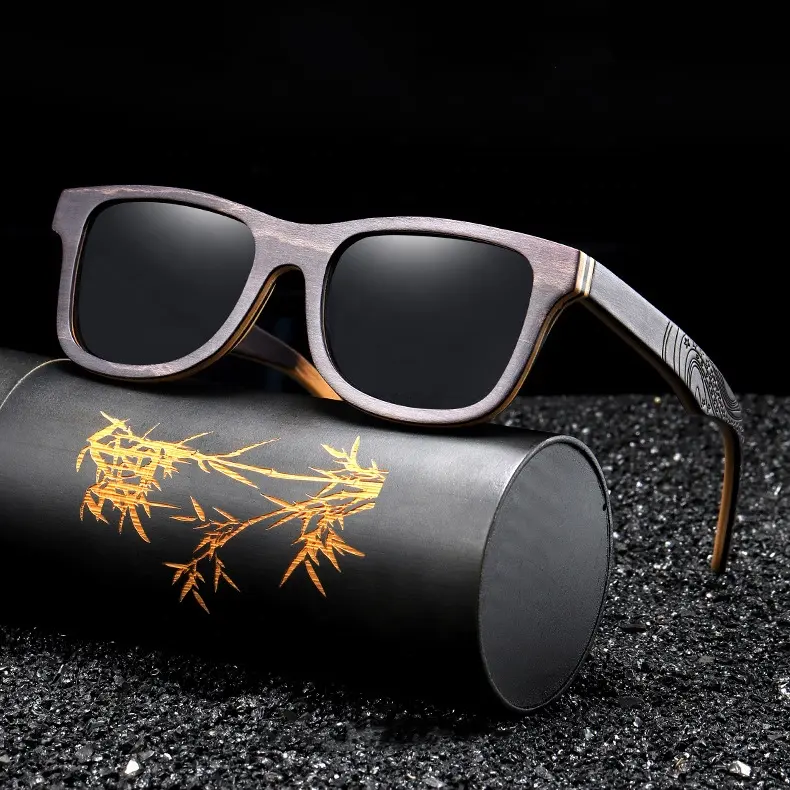 प्राकृतिक बांस लकड़ी के धूप का चश्मा उत्तम दर्जे का हस्तनिर्मित Polarized दर्पण कोटिंग लेंस Eyewear कस्टम लोगो MOQ 30pcs