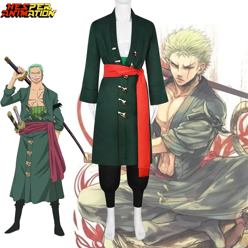 4 pc/set uma peça cosplay zoro trajes cosplay anime homens roronoa zoro terno sem espada cos trajes cosplay para Adulto