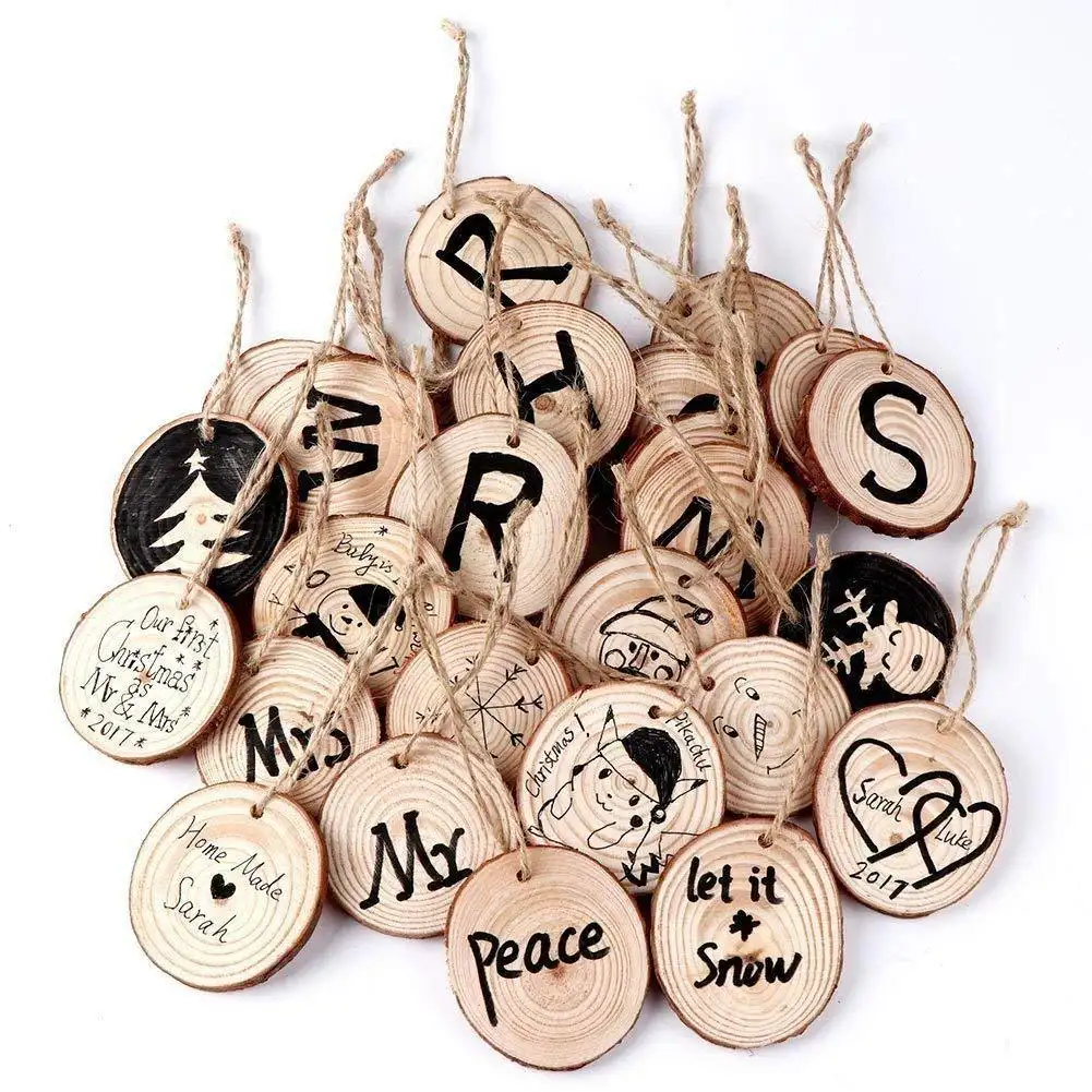 Pièces de pin naturel peintes à la main pour enfants en bois, artisanat de bricolage écologique