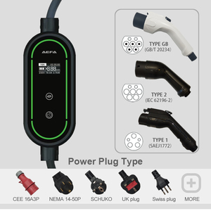 เครื่องชาร์จ AC EV 16A 1เฟสที่ชาร์จ Aefa แบบ1ประเภท2ประเภท IP67 3.7kW ปรับแต่งโลโก้ปัจจุบันได้ - Product Image 6