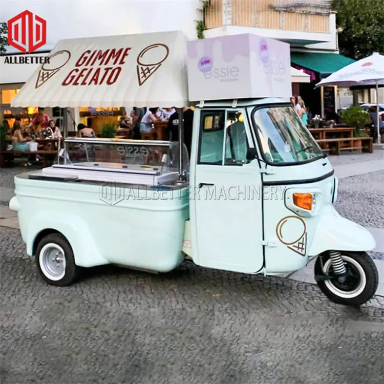 Outdoor Mobiele Keuken Driewieler Elektrische Food Truck Catering Ijs Truck Ape 50 Wheeler Prijs Ijs Hot Hondenvoer winkelwagen