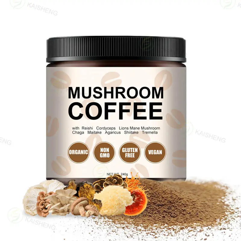 Özel etiket mantar kahve Hericium Erinaceus Cordyceps Grifola Frondosa Chaga Reishi Ganoderma mantar kahve