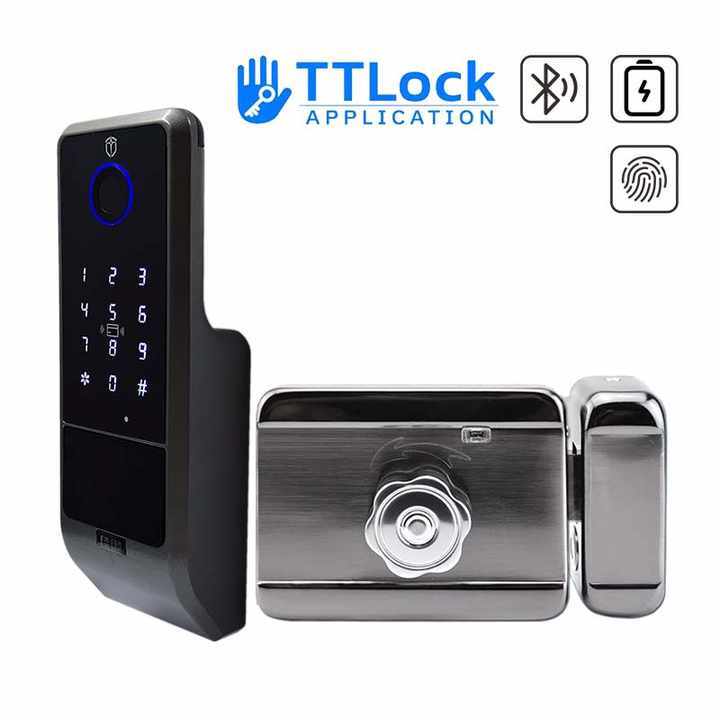 TTlock Smart Lock Fingerprint Keypad Bluetooth Enabled Rechargeable Battery Smart Lock