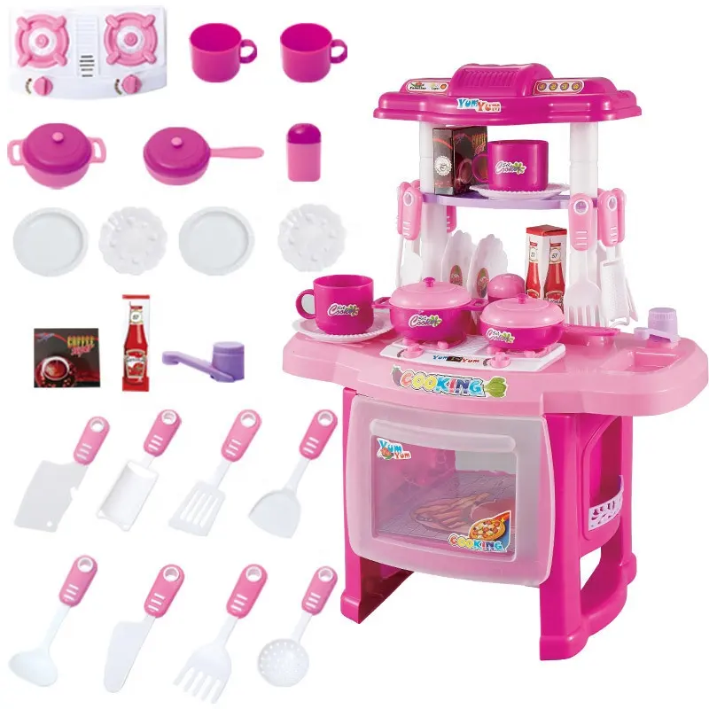 Crianças Cozinha Set Brinquedo Pretend Play Talheres Cozinhar Conjuntos Brinquedos para Crianças Brincar Casa Cozinha Cozinhar Set Toy para Meninas