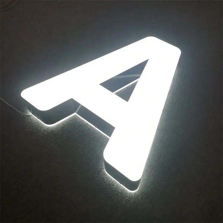 Letras do alfabeto 3d de assinatura da loja do exterior personalizado arte de alumínio sinais eletrônicos iluminados led