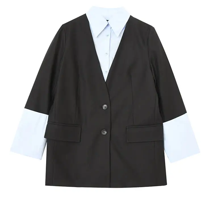 薄いブレザーオフィスレディ広州アパレルファクトリー婦人服長袖黒シングルボタンビジネススーツ